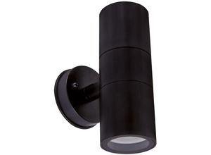 4255596686756 - Licht-erlebnisse - Außenwandleuchte Up Down 16 cm hoch IP54 Schwarz GU10 2-flammig länglich Außenlampe Wand