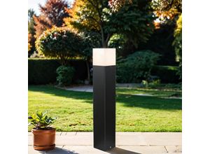 4255596686794 - Licht-erlebnisse - Pollerleuchte Aluminium E27 IP44 50 cm hoch Schwarz Weiß eckig Außenleuchte