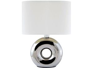 4255596687845 - Licht-erlebnisse - Nachttischleuchte Edelstahl Stoff E14 265 cm Chrom Weiß Modern Tischleuchte - Chrom Weiß
