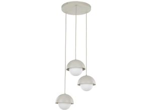 4255596700056 - Licht-erlebnisse - Pendelleuchte Metall Glas 315 cm breit h max 140 cm Beige Weiß G9 3-flammig Kugelschirm