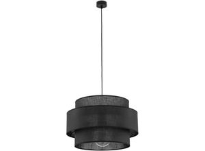 4255596700209 - Licht-erlebnisse - Hängeleuchte Metall Stoff ø 50 cm h max 160 cm Schwarz E27 rund Modern Pendelleuchte