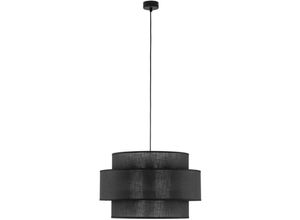 4255596700216 - Licht-erlebnisse - Hängelampe Stoff Metall E27 rund ø 50 cm h max 110 cm Schwarz 3-flammig Modern Hängeleuchte