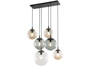 4255596701404 - Licht-erlebnisse - Pendelleuchte Metall Rauchglas E27 h max 140 cm Schwarz Graphit Braun Kugelschirm Modern