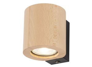 4255596701664 - Licht-erlebnisse - Wandlampe Metall Holz GU10 85 cm hoch Schwarz Buche Modern Wandleuchte