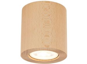 4255596701671 - Licht-erlebnisse - Deckenleuchte Metall Holz GU10 rund ø 8 cm Aufputz Buche Modern Spot Lampe Decke Deckenspot