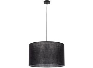 4255596701992 - Hängelampe Metall Stoff E27 rund d 50 cm h max 180 cm Schwarz Modern Pendelleuchte - Schwarz