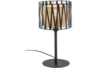 4255596702166 - Licht-erlebnisse - Nachttischlampe Metall E27 rund d 20 cm 37 cm Schwarz Braun Modern Nachttischleuchte - Schwarz Braun