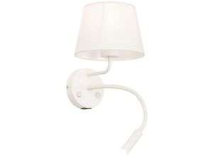 4255596702869 - Licht-erlebnisse - Wandleuchte mit Schalter Metall Stoff Flexarm 50 cm hoch Weiß E27 Modern Wandlampe