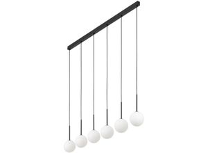 4255596702876 - Licht-erlebnisse - Hängeleuchte Metall Glas G9 h max 120 cm Schwarz Weiß Kugelschirm Modern - Schwarz Weiß