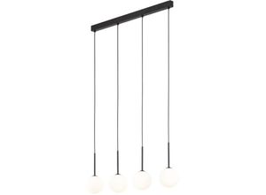 4255596702890 - Licht-erlebnisse - Hängelampe Metall Glas G9 h max 140 cm Schwarz Weiß 4-flammig Kugel Schirm Modern Hängeleuchte