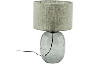 4255596702913 - Licht-erlebnisse - Nachttischlampe Metall Stoff ø 30 cm rund 48 cm hoch Graphit Grün E27 Modern Tischleuchte