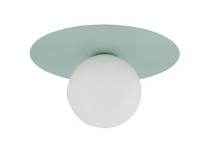 4255596703521 - Licht-erlebnisse - Deckenleuchte Kinderzimmer Metall Glas G9 rund d 25 cm Mint Weiß Kugel Schirm