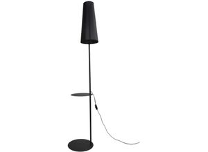 4255596704092 - Licht-erlebnisse - Stehlampe Metall Stoff E27 170 cm Schwarz Modern - Schwarz