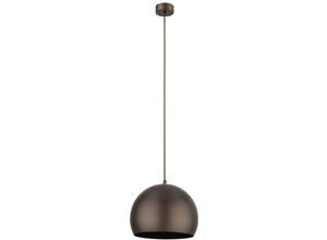 4255596704153 - Hängelampe Metall E27 D 27 cm H max 160 cm Braun Kugelschirm rund Retro Pendelleuchte - Braun