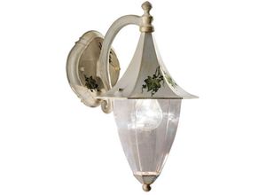 4255596705020 - Licht-erlebnisse - Wandlampe außen Aluminium E27 IP43 h 35 cm in Weiß Gold antik Efeu Dekor Landhausstil