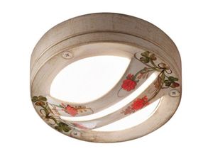 4255596705075 - Deckenleuchte außen Aluminium rund D 145 cm IP44 in Weiß Gold antik Klee Dekor G9 Maritim