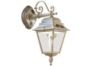 4255596705105 - Licht-erlebnisse - Wandlampe außen Aluminium E27 IP43 44 cm hoch in Weiß Gold antik Efeu Dekor Rustikal