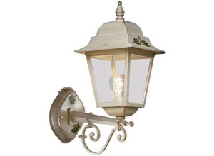 4255596705112 - Licht-erlebnisse - Wandlampe außen Aluminium E27 IP43 44 cm hoch in Weiß Gold antik Efeu Dekor Rustikal 4255596705112 - Licht-erlebnisse - Wandlampe außen Aluminium E27 IP43 44 cm hoch in Weiß Gold antik Efeu Dekor Rustikal