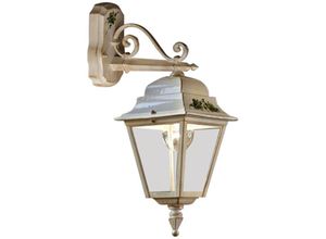 4255596705129 - Licht-erlebnisse - Wandlampe außen Aluminium E27 IP43 h 53 cm in Weiß Gold antik Efeu Dekor Rustikal - Weiß Gold antik Efeu Dekor