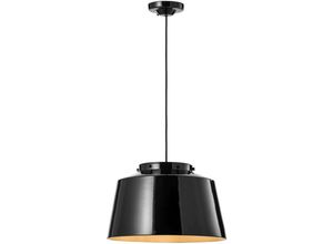 4255596705235 - Licht-erlebnisse - Pendelleuchte Metall Keramik ø 40 cm rund h max 145 cm Schwarz E27 Retro Design Keramiklampe