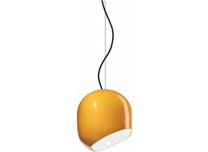 4255596705549 - Licht-erlebnisse - Pendelleuchte Keramik h max 150 cm Gelb E27 rund Retro Design Keramikleuchte - Gelb