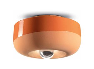 4255596705730 - Licht-erlebnisse - Deckenlampe Keramik E27 ø 27 cm rund Orange Retro Keramiklampe