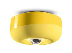 4255596705754 - Licht-erlebnisse - Deckenlampe Keramik E27 d 27 cm Gelb rund Retro Keramikleuchte