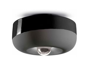 4255596705761 - Licht-erlebnisse - Deckenleuchte Keramik d 27 cm rund Schwarz E27 Retro Keramiklampe