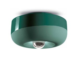 4255596705778 - Licht-erlebnisse - Deckenlampe Keramik d 27 cm rund Flaschengrün E27 Retro Keramikleuchte