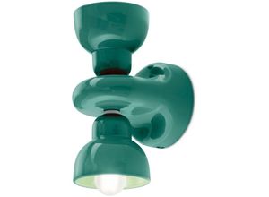 4255596705952 - Licht-erlebnisse - Wandlampe Keramik E14 Up Down h 255 cm Türkis 2-flammig Retro Keramikleuchte