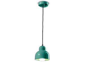 4255596706072 - Licht-erlebnisse - Hängeleuchte Keramik E27 ø 15 cm rund h max 136 cm Türkis Retro Design Keramiklampe