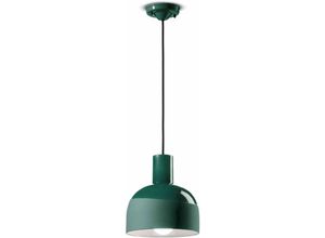 4255596706553 - Licht-erlebnisse - Hängelampe Keramik E27 ø 225 cm h max 1465 cm Flaschengrün rund Retro Keramiklampe