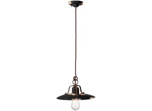 4255596707130 - Licht-erlebnisse - Hängeleuchte Metall Keramik E27 d 30 cm rund Schwarz Shabby Antik Vintage Keramiklampe
