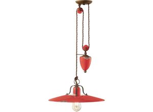 4255596707314 - Licht-erlebnisse - Hängeleuchte Keramik Metall E27 b 40 cm verstellbar Rostbraun Rot Shabby Antik Vintage Design - Rostbraun Rot Shabby Antik