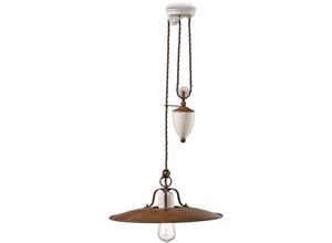 4255596707437 - Licht-erlebnisse - Pendelleuchte Metall E27 verstellbar Creme Rostbraun Vintage Design Hängeleuchte