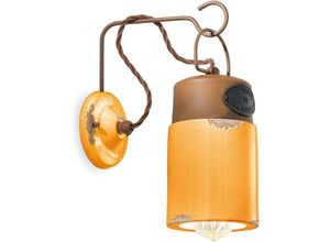 4255596707499 - Licht-erlebnisse - Wandleuchte Metall Keramik h 33 cm Gelb Shabby Antik Rostbraun E27 Vintage Design Keramikleuchte