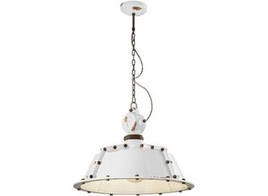 4255596707956 - Licht-erlebnisse - Hängelampe Keramik h max 110 cm Weiß Shabby Antik E27 Vintage Keramiklampe