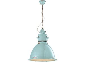 4255596708007 - Licht-erlebnisse - Hängeleuchte Keramik E27 h max 140 cm Hellblau Shabby Antik Vintage Design Keramikleuchte