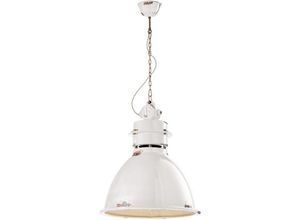 4255596708014 - Licht-erlebnisse - Hängelampe Keramik E27 h max 140 cm Weiß Shabby Antik Vintage Design Keramiklampe