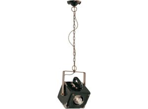 4255596708168 - Licht-erlebnisse - Hängelampe Metall Keramik h max 95 cm Schwarz Shabby Antik E27 eckig Vintage Keramikleuchte