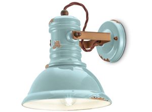 4255596708311 - Licht-erlebnisse - Spot Strahler Metall Keramik verstellbar Hellblau Shabby Antik Rostbraun E27 Vintage Keramiklampe