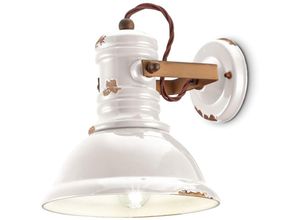 4255596708328 - Licht-erlebnisse - Strahler Metall Keramik verstellbar Weiß Shabby Antik Rostbraun E27 Vintage Design Keramiklampe