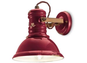 4255596708397 - Licht-erlebnisse - Spot Keramik Metall E27 verstellbar Bordeaux Shabby Antik Rostbraun Vintage Design Keramiklampe