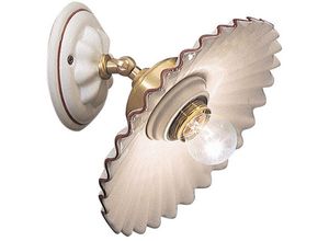 4255596708441 - Licht-erlebnisse - Spot Lampe Metall Keramik E27 verstellbar in Weiß Braun Messing matt rund Landhausstil Keramiklampe