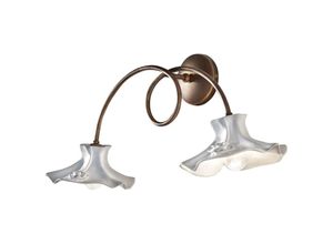 4255596708618 - Licht-erlebnisse - Wandlampe Metall Keramik b 62 cm Rostbraun Weiß E14 2-flammig Landhaus Keramikleuchte 4255596708618 - Licht-erlebnisse - Wandlampe Metall Keramik b 62 cm Rostbraun Weiß E14 2-flammig Landhaus Keramikleuchte