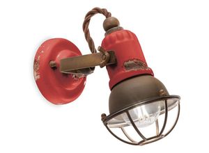 4255596708700 - Licht-erlebnisse - Spot Metall Keramik verstellbar Rot Shabby Antik Rostbraun E14 Vintage Keramiklampe