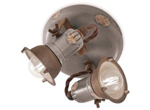 4255596708748 - Spot Metall Keramik verstellbar Taupe Shabby Antik Rostbraun E14 2-flammig Vintage Keramikleuchte