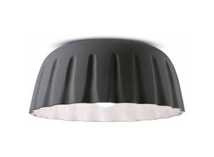 4255596708830 - Licht-erlebnisse - Deckenleuchte Keramik E27 ø 40 cm Dunkelgrau rund Retro Design Keramiklampe - Dunkelgrau