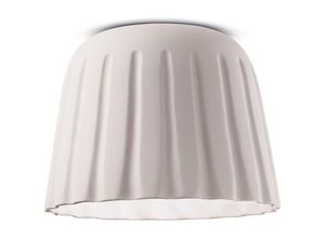 4255596708861 - Licht-erlebnisse - Deckenlampe Keramik E27 d 40 cm Weiß matt rund Retro Keramiklampe