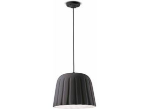 4255596708953 - Licht-erlebnisse - Hängeleuchte Keramik rund ø 40 cm h max 150 cm Dunkelgrau E27 Retro Design Keramiklampe